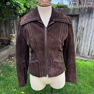Vtg Jofama AB Sweden Brown Suede Leather Zip Jacket Women's Size 38